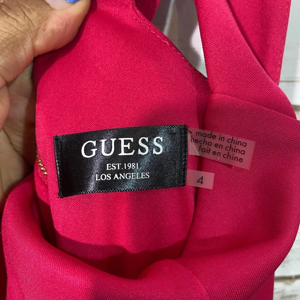 Guess Los Angeles Women's Red Sleeveless V-Neck Mini Dress Size 4 - Picture 2 of 6